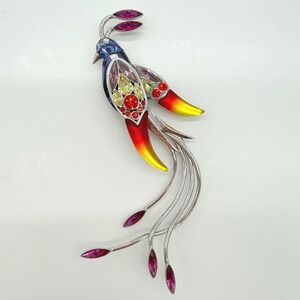Swarovski Paradise Bird Banamba Brooch Pin Sterling Silver 925 Tanzanite Parrot